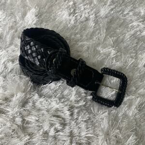 Vintage Black Braided Leather Belt Sz Small Excellent Condition